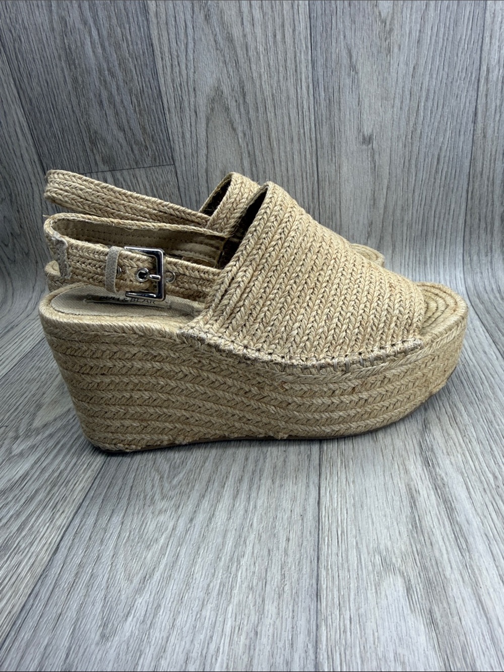 Pull&Bear Natural Braided Espadrille Platform Wedges - Picture 8 of 11